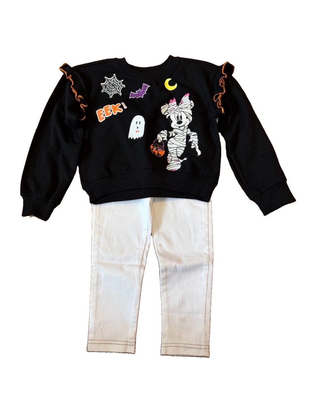 Girl’s Black Halloween Minnie Mummy Sweatshirt & Carter’s Jeans - 3T